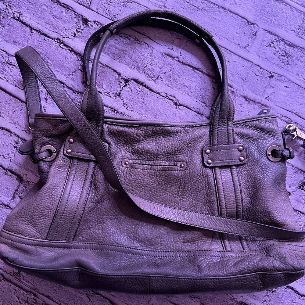 B Makowsky Pebbled Grey Leather bag